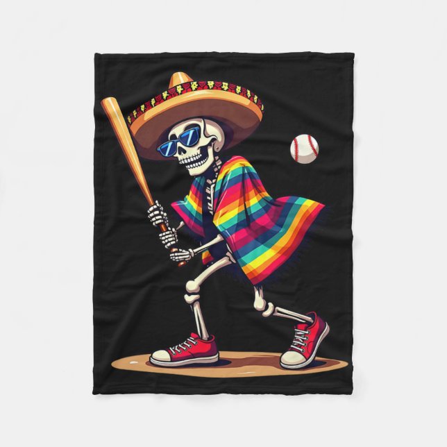 Mariachi Skeleton Baseball Cinco De Mayo Mexican S Fleecedecke (Vorderseite)