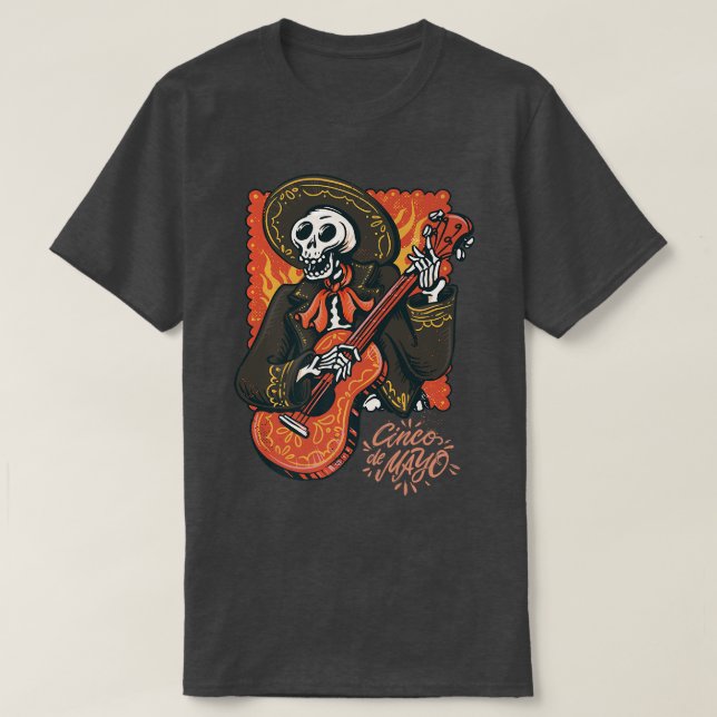 Mariachi skeleton Cinco de Mayo Bekleidung T-Shirt (Design vorne)