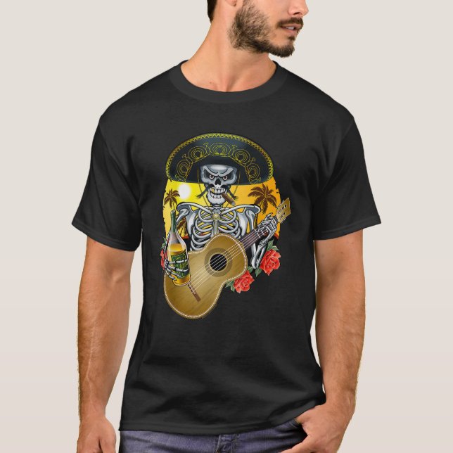 Mariachi Skeleton Dia De Los Muertos Day of the De T-Shirt (Vorderseite)