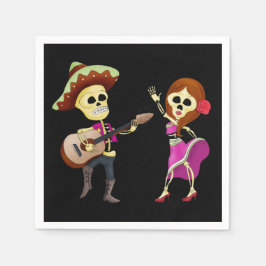 Mariachi tanzend Couple Day of the Dead Serviette