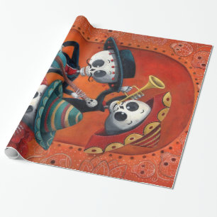 Mariachi-Trio Dia de Los Muertos Skeleton Geschenkpapier