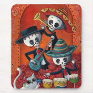 Mariachi-Trio Dia de Los Muertos Skeleton Mousepad