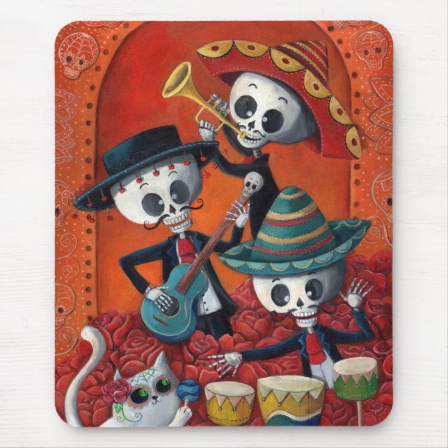 Mariachi-Trio Dia de Los Muertos Skeleton Mousepad (Vorne)