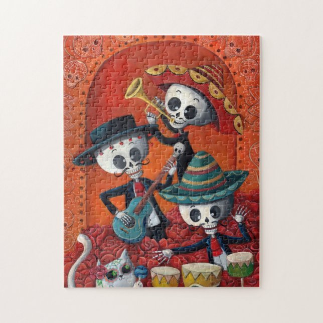 Mariachi-Trio Dia de Los Muertos Skeleton Puzzle (Vertikal)