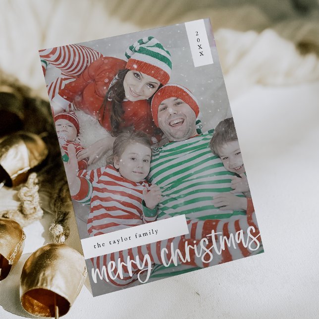 MARIAH Black Easy Modern Family Foto Weihnachten (MARIAH Black Easy Modern Family Photo Christmas Holiday Card)