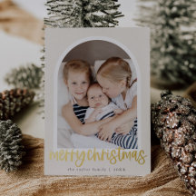 MARIAH Gold Foil Arch Family Foto Frohe Weihnachte