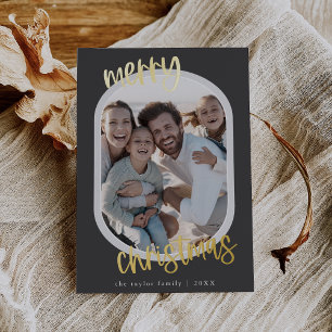 MARIAH Gray Foil Retro Familienspass Weihnachtsfes Folien Feiertagskarte