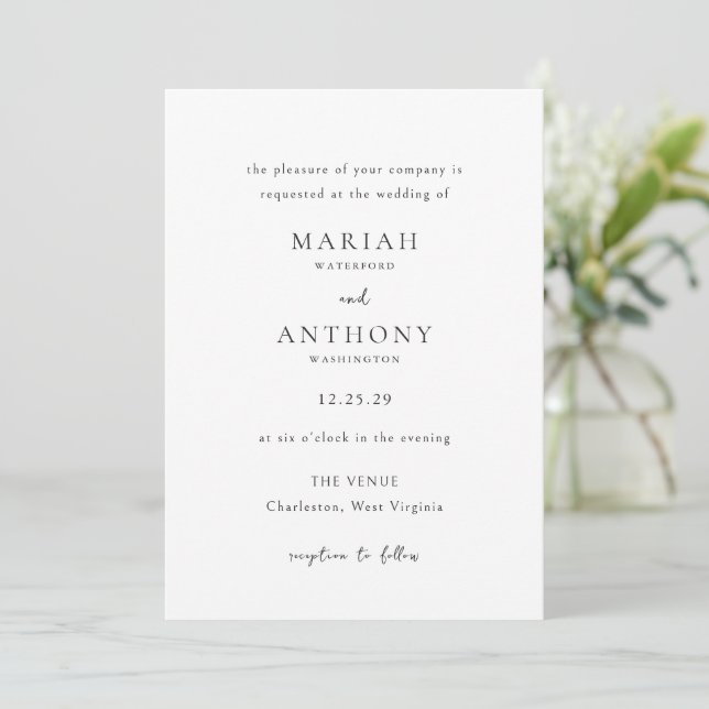 Mariah Minimal Elegant Wedding Einladung (Stehend Vorderseite)