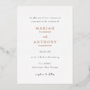 Mariah Minimal Elegant Wedding Folieneinladung