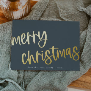 MARIAH Navy Blue Gold Foil Familie Frohe Weihnacht Folien Feiertagskarte