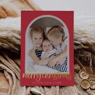 MARIAH Pink Foil Arch Family Foto Frohe Weihnachte Folien Feiertagskarte