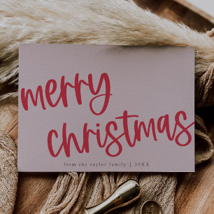 MARIAH Red Pink Niedlich Trendy Family Frohe Weihn Feiertagskarte