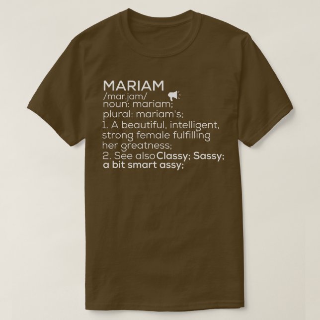 Mariam Name Mariam Definition Mariam Weibliche Bez T-Shirt (Design vorne)