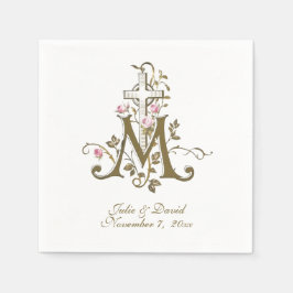 Marian Cross mit Rose Hochzeit Serviette
