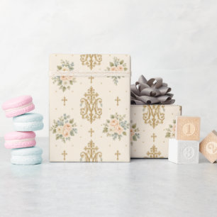 Marian Cross Rosen Traditionelle katholische Hochz Geschenkpapier