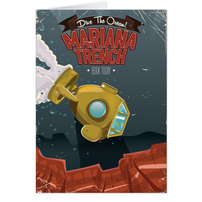 Marianas Trench Vintages Cartoon Reiseplakat. (Vorne)