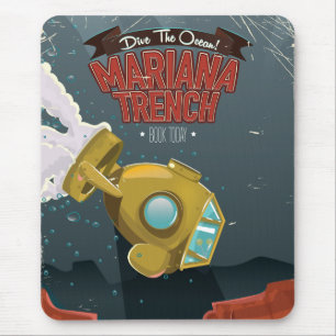 Marianas Trench Vintages Cartoon Reiseplakat. Mousepad