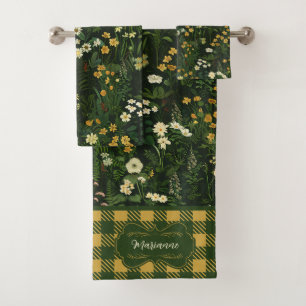 Marianne Dark Daisy Floral Kariert Badhandtuch Set