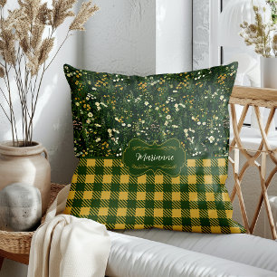 Marianne Dark Daisy Floral Kariert Kissen