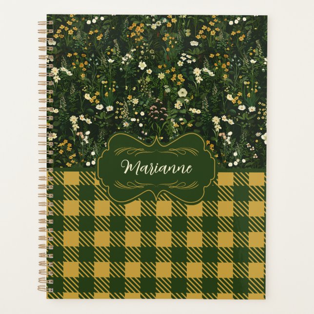 Marianne Dark Daisy Floral Kariert Planer (Vorderseite)
