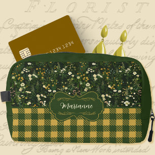 Marianne Dark Daisy Floral Kariert Waschbeutel