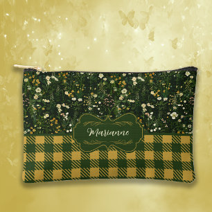 Marianne Dark Daisy Floral Kariert Zubehörtasche