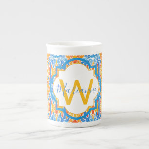 Marianne Orange- und Blaue Mosaiktasse Prozellantasse