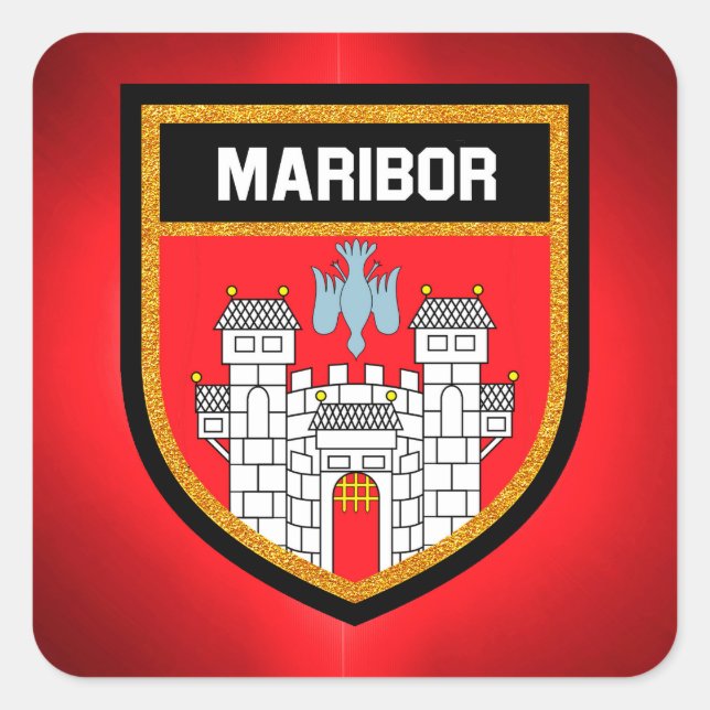 Maribor Flag Quadratischer Aufkleber (Vorderseite)