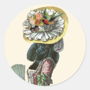 Marie Antionette Schwarzer Pudel 18. Jahrhundert K Runder Aufkleber