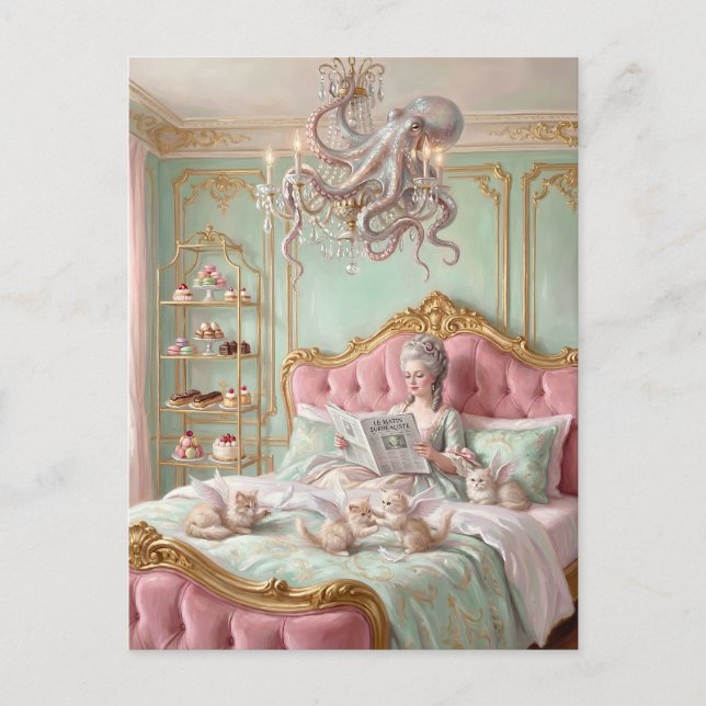 Marie Antoinette and the octopus. Surreal Postkarte (Vorderseite)