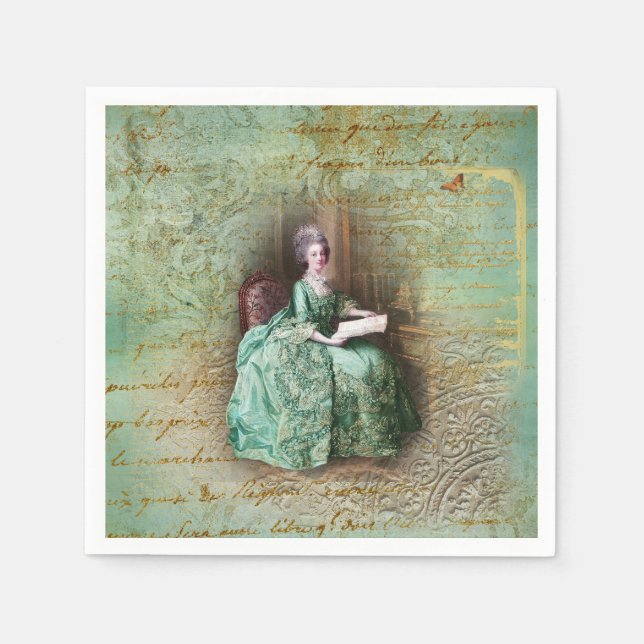 Marie Antoinette Aquamarin Serviette (Vorderseite)