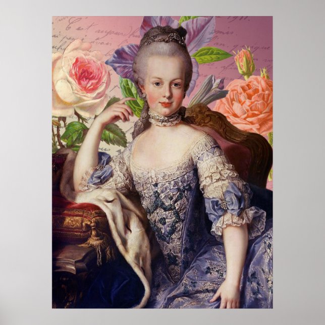 Marie Antoinette auf Blume Poster (Vorne)
