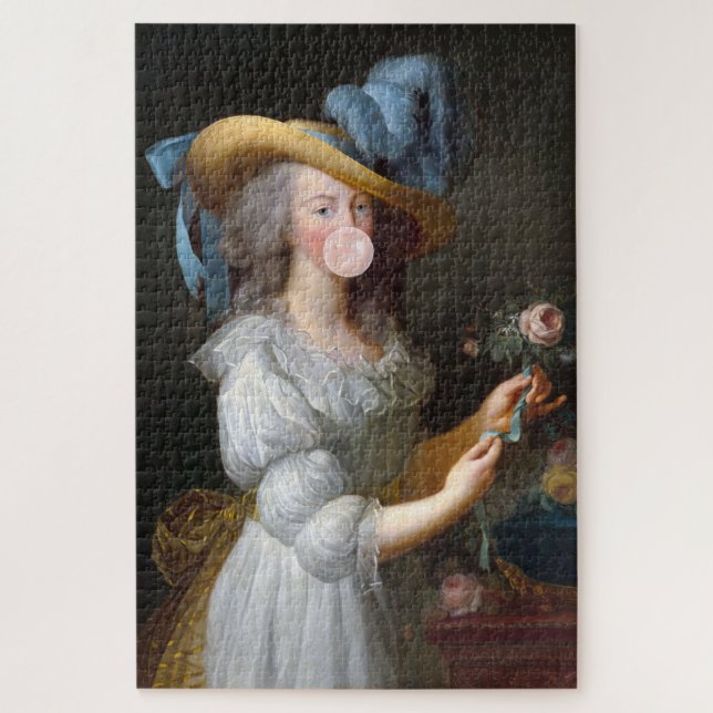 Marie Antoinette bläst ein rosa Kaugummi Puzzle (Vertikal)