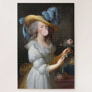 Marie Antoinette bläst einen rosa Kaugummiballon Puzzle