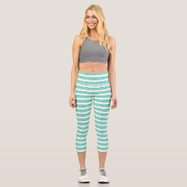 Marie Antoinette Blue Stripe Capri Leggings