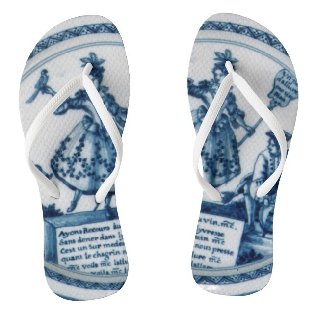 Marie Antoinette Blue white willow delic toile Flip Flops (Fußbett)