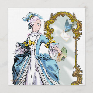Marie Antoinette Bluebird und Mirror Einladung
