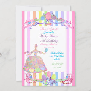 Marie Antoinette Candy Streifen Pastell französisc Einladung