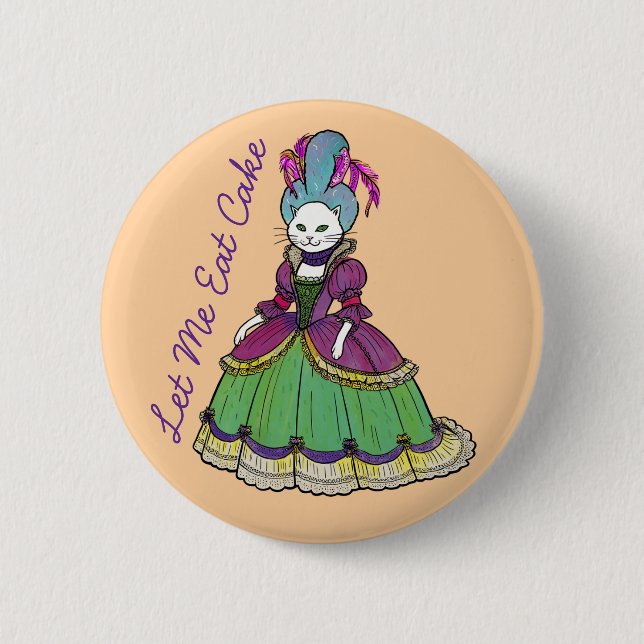 Marie Antoinette cat Rokoko Barock Art Cake Button (Vorderseite)
