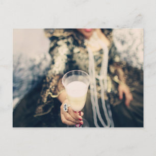 Marie Antoinette Champagne GlasPartytoast Einladungspostkarte