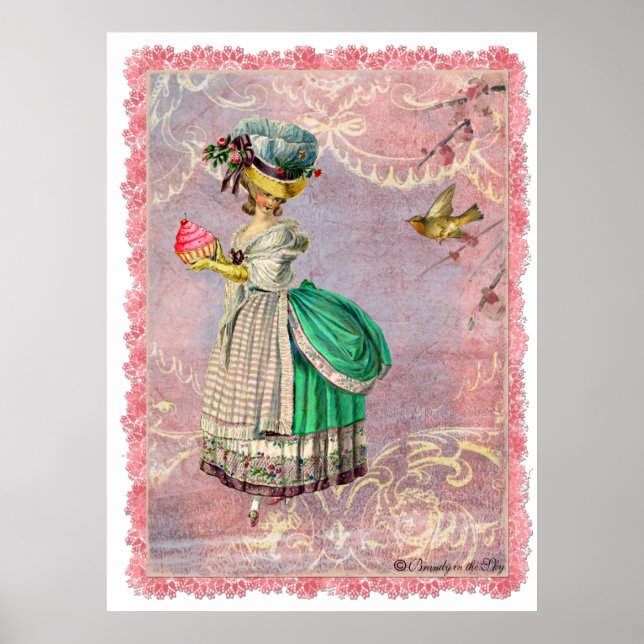 Marie Antoinette Cupcake & Bird Poster Print (Vorne)