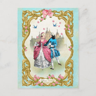Marie Antoinette,Französisch,rococo,rosa,Rose,Tanz Postkarte