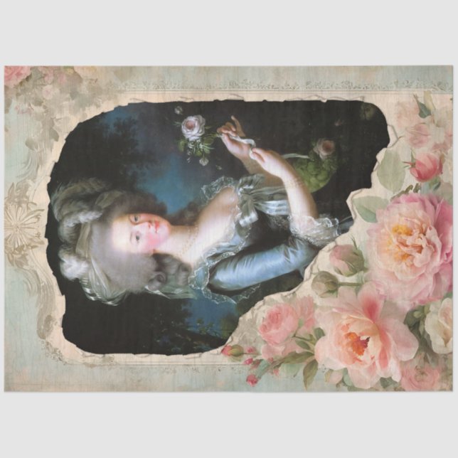 Marie Antoinette French Floral Ephemera Decoupage Seidenpapier (Vorderseite)
