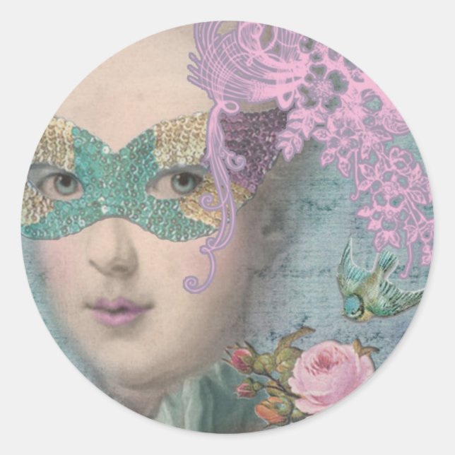 MARIE ANTOINETTE French Masquerade Runder Aufkleber (Vorderseite)
