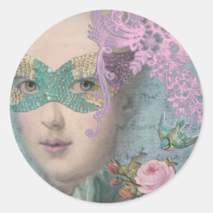 MARIE ANTOINETTE French Masquerade Runder Aufkleber