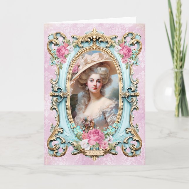 Marie Antoinette,French,Paris,portrait,roses 招待状 Dankeskarte (Vorderseite)