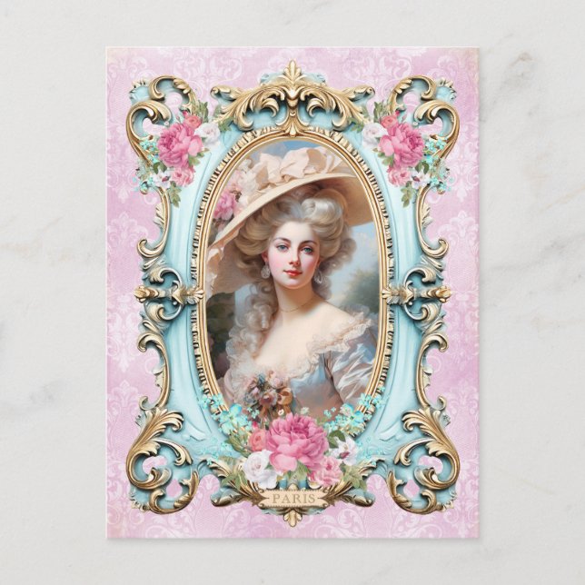 Marie Antoinette,French,Paris,portrait,roses  Postkarte (Vorderseite)
