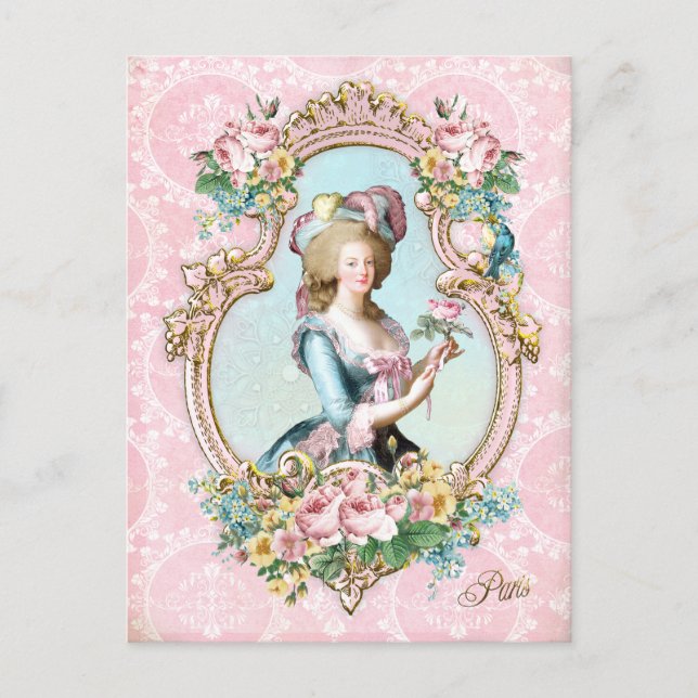 Marie Antoinette,French,Paris,rose,pink ポストカード Postkarte (Vorderseite)