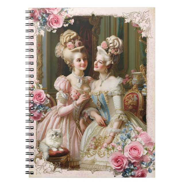 Marie Antoinette,French,Paris,tea,cat,roses  メモ帳 Notizblock (Vorderseite)