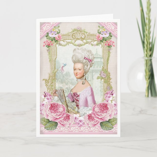 Marie Antoinette French Paris Versailles roses Karte (Vorderseite)